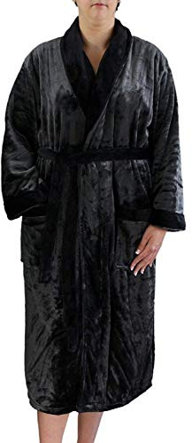 Gözze – unisex badrock/morgonrock med sjalkrage, sidenkänsla, 100% mikrofiber, 330 g/m², storlek M – antracit
