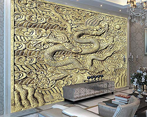 Custom Wallpaper Stone Carved Relief Dragon Sandstone Tv Background Wall Living Room Bedroom Background 3D Wallpaper-150 * 105Cm