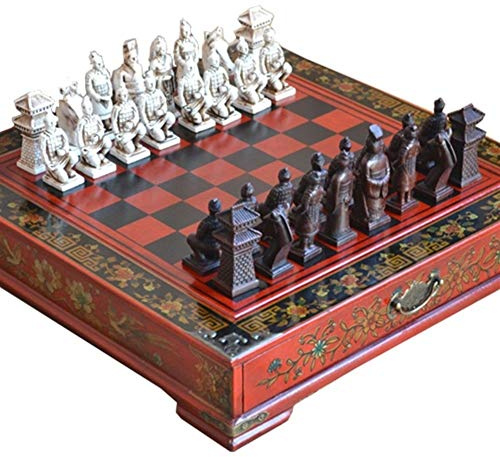 TX Ragazza Classico Cinese Scacchi in Legno Scacchiera Cinese Guerrieri di Terracotta Puzzle Personaggi dei Cartoni Animati di Scacchi Gioco da Tavolo Adolescente Regalo di Compleanno