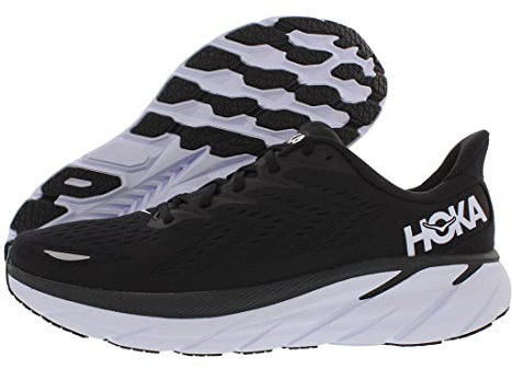 HOKA ONE ONE Herren Clifton 8 Laufschuhe, Größe 38, Schwarz/Weiß, 46 EU