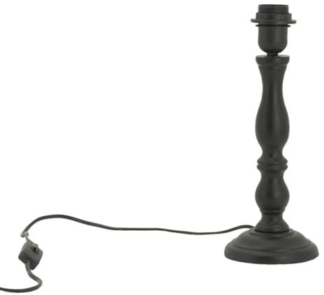 AUBRY GASPARD - Pied de Lampe en Bois Teinté Noir - Finition Peinte et Sculptée - Ø 12 cm x Hauteur 31 cm - Compatible Ampoule E27 - Équipement Électrique CE Inclus - Élégant et Prêt à l Usage