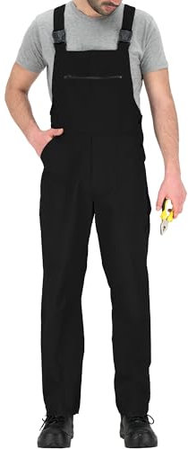BWOLF Slater Pantalones con Peto de Trabajo para Hombre con Bolsillos Multifuncionales en muchos colores, Negro, S