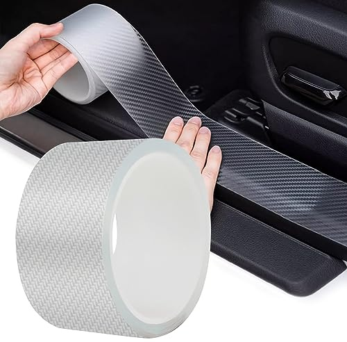 Lámina autoadhesiva de protección de pintura de fibra de carbono para puerta de coche, transparente, protector de parachoques (5 cm x 10 m)