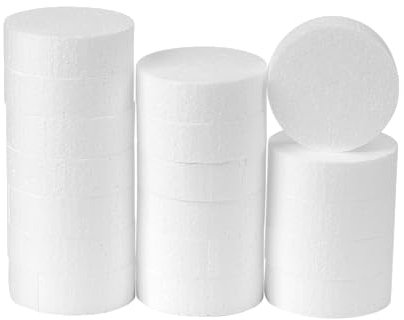 Crafare Círculos de espuma de 7,6 cm para manualidades, paquete de 18 discos redondos de poliestireno de 1 pulgada de grosor para modelar piruletas, esculpir, proyectos escolares, bricolaje, color