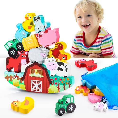 DejaNard Wooden Farm Animals - Sensory Toys for 3-6 Year Olds, Montessori Toddler Toys for Boys & Girls, Easter Gifts for Kids