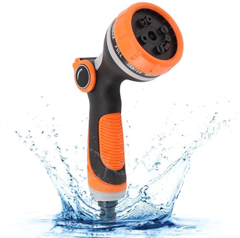 Gartenbrause, Handbrause Garten-Spritzpistolen, 10 Sprühbilder Einstellbarer Wasserdurchfluss Multifunktional Bewässerungspistole für Bewässerung Rasen Autowaschen, Orange