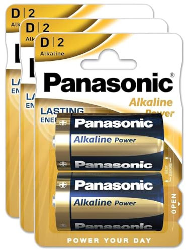 PANASONIC - Lote de 3 ampollas de 2 pilas Alkaline Power LR20/D - 1,5 V