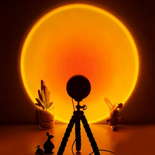 CORATED Sonnenuntergang Lampe, 360 ° Drehbares Romantisches Sunset Lampes, Geeignet für Fotografie, Selfie, Wohnzimmerdekoration (Sonnenuntergang-Rot)