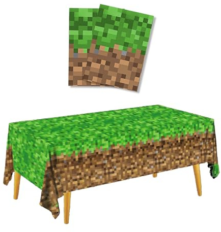 2 stycken bordsdukar pixel speltema fest, 137 x 274 cm, engångsdukar att torka av, vattentäta dukar, Lämplig för födelsedagsfestdekorationer