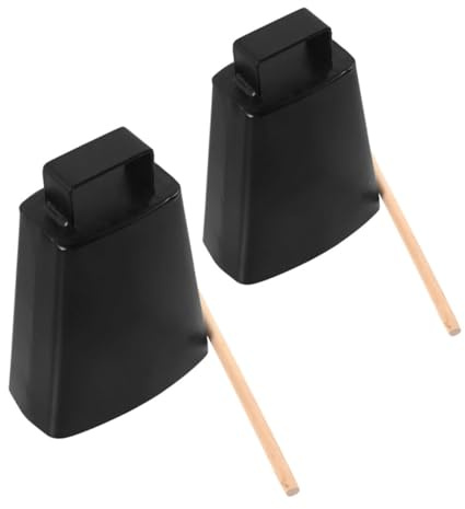 minkissy 2 Uppsättningar Metall Orff Slaginstrument Cowbell och Handhållna Jingle Stick Alarm Bell För Trumset Skola Hem Musikklassrum