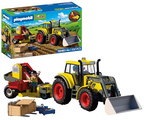 PLAYMOBIL | Country | Gran tractor con arrancadora de patatas | Set de maquinaria agrícola con cargador frontal, función de clasificación y numerosos accesorios | Para niños a partir de 4 años | 72161