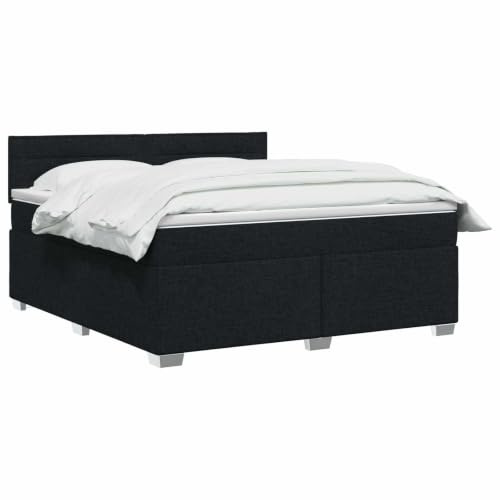 vidaXL Lit boxspring avec Matelas Noir 140 x 190 cm Tissu, Chambre, Lit Box Spring Moderne, Surface de Sommeil, Tête réglable, Cadre Fonctionnel, Soutien Matelas Cozy