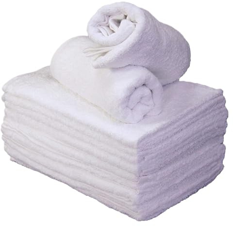Bright Bots Terry Towelling Cloth Nappies 100% Cotton Soft Reusable and Absorbent Flat Diapers (Pack of 12, White)