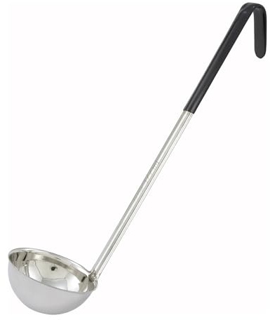 Winco Stainless Steel Ladle with Black Handle, 6-Ounce, Medium