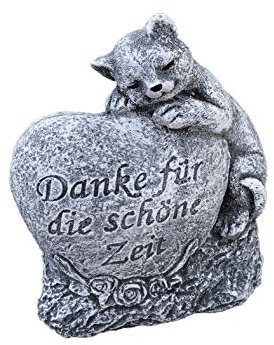 Grabschmuck Katze Danke für die schöne Zeit, Frost- und wetterfest, massiver Steinguss
