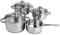 KOCHTOPF-SET mit Glasdeckel 7-teilig Edelstahl rostfrei, hochglänzend mit satinierten Streifen und Kaltmetall-Griffen - 3 Töpfe in verschiedenen Grössen, 1 Stieltopf. Spülmaschinengeeignet, alle Herdarten inkl. Induktion - Profi-Qualität von Carl Schmidt Sohn aus Solingen