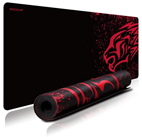 Exco Red Leopard Extra Long Large XL Gaming Desk Mat Smooth Surface Non-slip Rubber Mouse Pad Mat with Designs for Office and Gamers