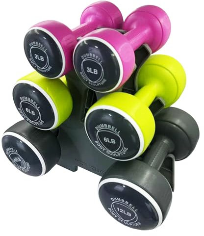 Body Sculpture BW108T Smart Dumbbell Tower | Grey/Pink/Green, 1.5KG, 3KG & 5KG Sets Included