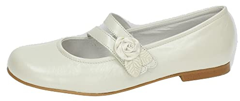 ANGELITOS 990 Mercedes Flor Piel NIÑA Zapato COMUNIÓN BEIG 31