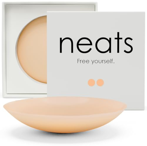 NEATS Pezoneras, Sujetador Adhesivo Hipoalergénico de Silicona, Cubre Pezones Invisibles Reutilizables para Mujer (Champagne, 8cm)