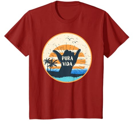 Pura Vida Costa Rica Shaka Sign Surfing Surfer Maglietta regalo Maglietta