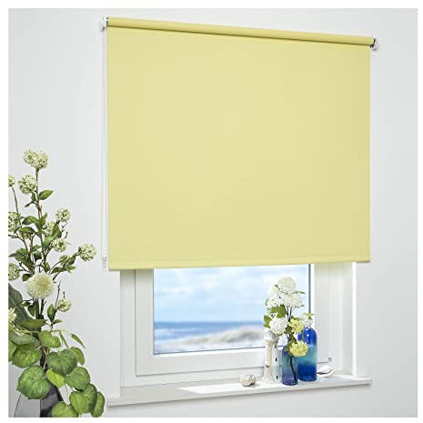 ourdeco Rollo/Seitenzugrollo / 102 x 180 Breite x Höhe/gelb/lichtundurchlässiger Stoff/Sichtschutzrollo/Verdunklungsrollo