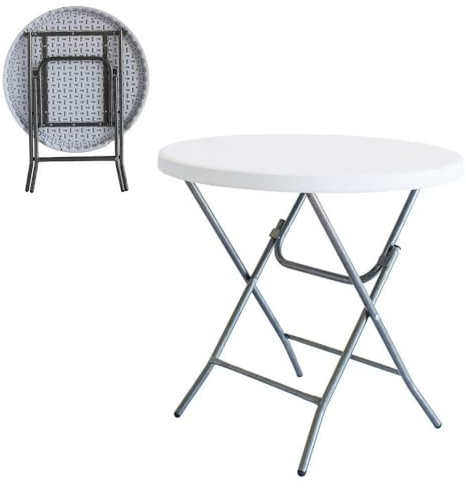 LOLAhome Mesa Plegable, de Acero Anticorrosión y HDPE (De Ø 80x74 cm) | Resistente, fácil Transporte, fácil Montaje | Ideal Acampadas, Picnic, Catering, Jardín, Terraza