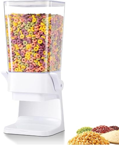 Yuehuamech Dispensador de cereales para encimera 5. Dispensador grande de 5 litros de alimentos secos, almacenamiento hermético de alimentos para avena, nueces, frijoles, arroz, caramelo, frijoles,