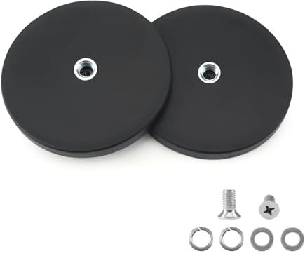 Yizhet Neodym Magnete Gummiert Ø 88mm Magnet Mit Gewinde Anti-Rutsch 45 Kg Haftkraft für Lichtleisten und ZusäTzliche Spiegel Den AußEnbereich