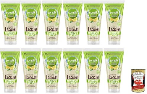 Sunsilk Champú Detox Exfoliante para el Cabello con Té Verde y Limón, Champú Exfoliante para Cuero Cabelludo y Cabello Graso + Polpa Italiana Gourmet 400 g