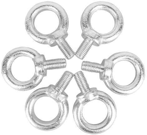6 pièces Anneau de Levage M12, Anti-Rouille et Anti-Corrosion Boulons à Oeil M12, Orte Capacité de Charge M12 Eye Bolt, Rond Écrou à œIl pour Rôle de Fixation et D'accrochage