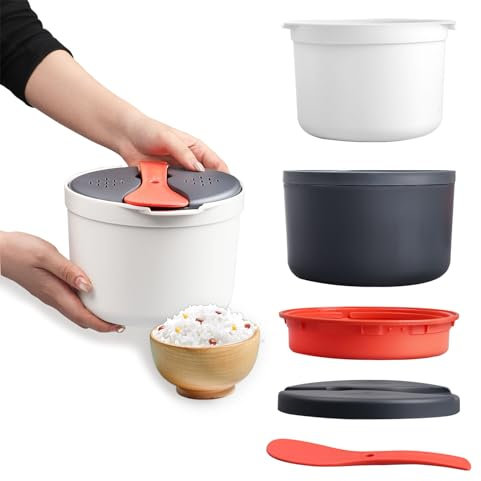 Cuociriso Per Microonde 2L Cuoci Pasta Per Microonde Con Filtro, Vaporiera Microonde Antiaderente Accessori Microonde Lavabile In Lavastoviglie Adatto Per Casa/Ufficio/Viaggio