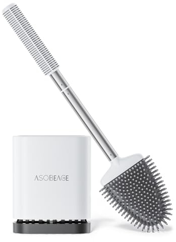 Asobeage Silicone Toilet Brush Set, Efficient Cleaning, Wall Mounting and Standing, for Bathroom and Guest Toilet, Single Pack
