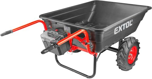 Extol Premium elektrische Schubkarre mit Akku I 300L Mulde & 300kg Traglast I leistungsfähige Motorschubkarre I Offroad-taugliche Akkuschubkarre I 40V Li-Ion mit 6000mAh