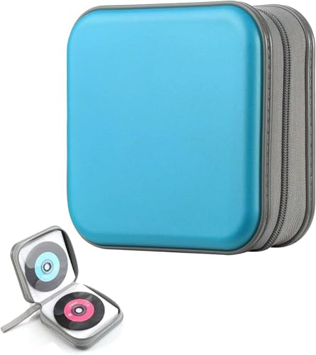 Zbozzba Sac de rangement pour CD, DVD, pour la maison et la voiture, pour 40 disques, bleu