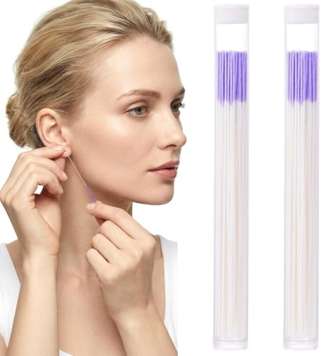 YIPFEN 120 Pcs Nettoyeur de Trous d'Oreilles, Fil de Nettoyage des Trous d'Oreilles, Élimination des Odeurs des Trous d'Oreilles, Outil, Accessoire de Nettoyage des Piercings pour Hommes et Femmes