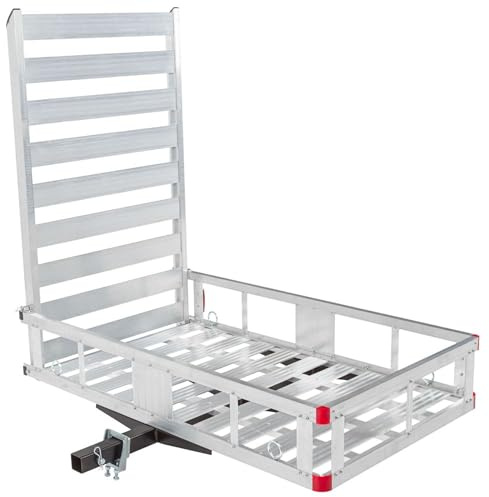 Wheelchair Scooter Carrier with Ramp for Car Truck SUV, 2 Hitch, 500 lb. Capacity, 48 x 28 Cargo Carrier for Vehicles, Silver Spring