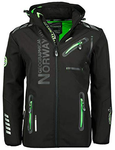 Geographical Norway ROYAUTE MEN - Chaqueta Softshell Impermeable Hombre - Capucha Transpirable Exterior - Chaqueta Cortavientos Invierno - Ideal Para Actividades Al Aire Libre (Negro XXL)