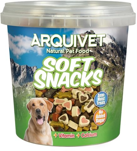 ARQUIVET Soft Snacks - Petits os et coeurs mix - 800 g - collations naturelles sous forme d'os et de cœurs - prix et récompenses pour chiens