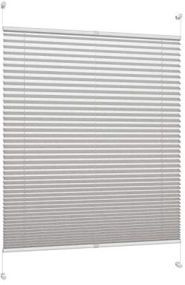 DécoProfi Plissee ohne Bohren Grau 95cm x 130cm (max. Gesamthöhe Fensterflügel) I Verspannte Plissees nach Maß mit Klemmträger/Klemmfix I Blickdichte Innenrahmen-Plissees zum Klemmen