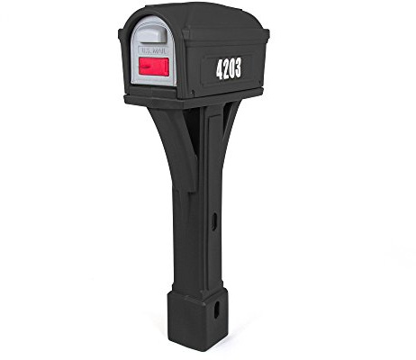 Simplay3 Classic Plastic Residential Mailbox & Post Mount Combo Kit with 2 Access Doors - Black
