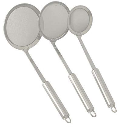 Kingsuperer - Cuchara para espolvorear grasas de acero inoxidable con malla para filtro de aceite y espuma