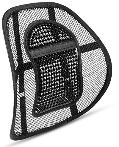 ABN Finest Lumbar Support for Office Chair Car Seat Back Support Driving Back Rest Backrest Cushion Lower Back Pain Mesh - Ergonomic Portable Breathable Gaming Massage Beads Comfort Black