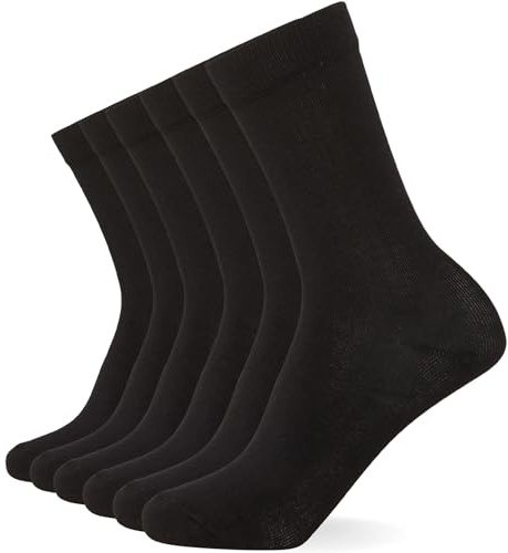 FM London Womens (6-pack) Bamboo Socks, Black, 4-8 UK