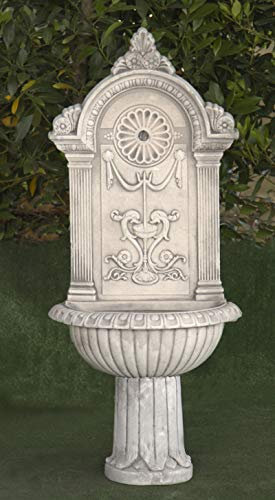Fontaine murale en béton classique Marina Real 46 x 26 x 102 cm. - Fontaine de jardin décorative romaine style jardin anglais. Sans entretien. Fabriquée en Espagne. Poids : 29 kg