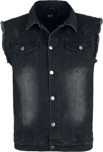 Black Premium by EMP Uomo Gilet in Denim Grigio con Look usurato L