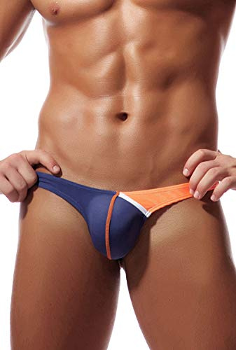 Newsywell Herr is silke string bikini låg stigning mjuka kalsonger underkläder, Lila blå, XL
