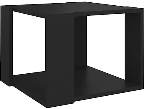 vidaXL Coffee Table - Modern Scandinavian Styled Black Engineered Wood, Square-Shaped with Storage Shelf, Compact Size 40x40x30 cm