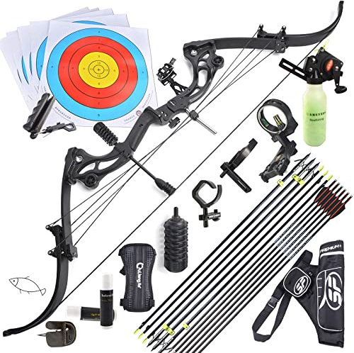 surwolf 40-55 lb ricurvo arco compound tiro con l'arco 50 Archi ricurvi Pesca con l'arco Set di arco e frecce Arco da caccia con la mano destra per Tiro con l'arco all'aperto (tipo 2#)