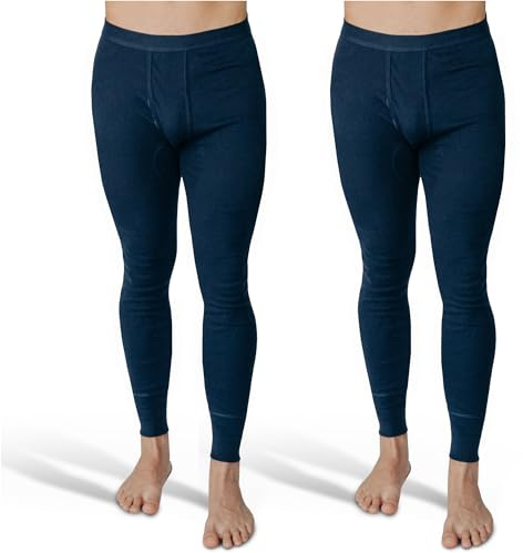 SES caleçon Long Coton, Pack de 2 caleçons Longs Hommes en côtes Fines, Taille S - 4XL, avec Braguette et Ceinture Douce, en Coton/calson Long pour Homme Jambes Longues